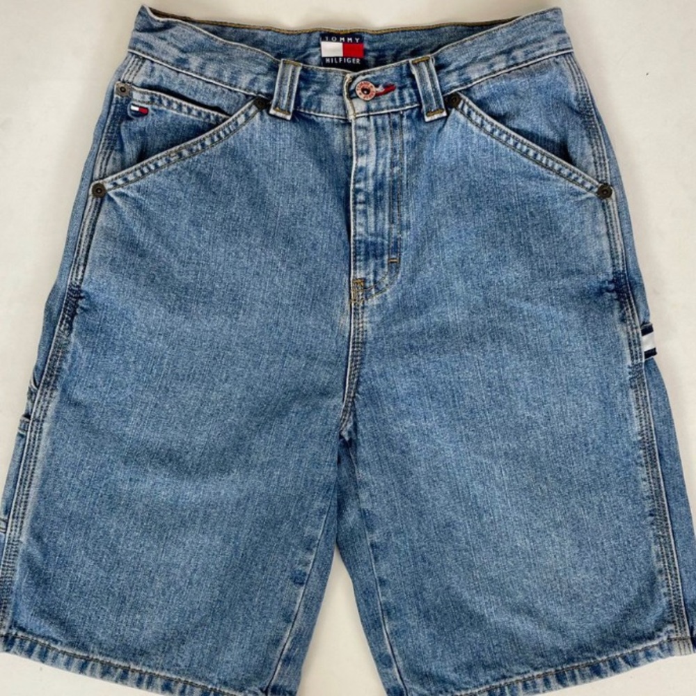 Vintage Tommy Hilfiger high waisted denim cargo shorts